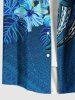 Plus Size Hibiscus Flowers Tropical Leaf Print Buttons Pocket Hawaii Shirt For Men -  
