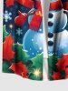 Plus Size Christmas Fruit Leaf Snowman Snowflake Print Buttons Pocket Shirt For Men -  