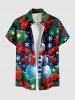 Chemise de Noël grande taille à boutons et poches pour homme, motif bonhomme de neige, flocon de neige et feuilles de fruits - Vert 2XL
