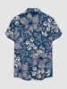 Chemise hawaïenne grande taille à imprimé floral et poches boutonnées pour homme - Bleu Marine M
