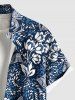Chemise hawaïenne grande taille à imprimé floral et poches boutonnées pour homme - Bleu Marine XL