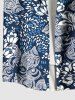 Chemise hawaïenne grande taille à imprimé floral et poches boutonnées pour homme - Bleu Marine L