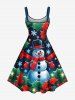Robe débardeur grande taille à imprimé flocon de neige, bonhomme de neige et feuilles de fruits de Noël - Vert XS