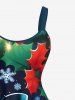 Robe débardeur grande taille à imprimé flocon de neige, bonhomme de neige et feuilles de fruits de Noël - Vert L