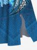 Plus Size Hibiscus Flowers Tropical Leaf Print Split Hawaii Midi Dress -  