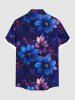 Chemise hawaïenne grande taille à imprimé floral, galaxie, étoiles, boutons et poches pour homme - Bleu Marine M