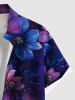 Chemise hawaïenne grande taille à imprimé floral, galaxie, étoiles, boutons et poches pour homme - Bleu Marine 5XL