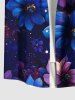 Plus Size Flowers Galaxy Star Print Buttons Pocket Hawaii Shirt For Men -  
