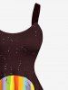 Plus Size Colorful Skeleton Galaxy Print Halloween A Line Dress -  