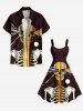 Plus Size Colorful Skeleton Galaxy Print Halloween A Line Dress -  
