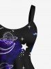 Robe débardeur grande taille imprimée soleil, lune, planètes et galaxie - Bleu Ciel L
