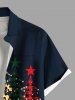 Chemise à carreaux léopard grande taille, imprimé sapin de Noël et flocons de neige, avec poches boutonnées pour homme - Bleu Marine 4XL