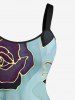 Plus Size Rose Flower Leaf Ombre Print Hawaii A Line Tank Dress -  