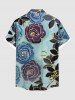 Chemise hawaïenne à poches boutons, imprimé ombré rose et feuilles, grande taille, pour hommes - Vert S