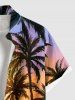 Chemise hawaïenne grande taille à imprimé cocotiers et coucher de soleil ombré pour homme - Jaune L