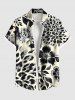 Leopard Hibiscus Flower Leaf Print Plus Size Matching Outfit For Couples -  