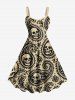 Halloween Paisley Flower Skulls Print Plus Size Matching Outfit For Couples -  