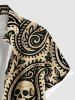 Halloween Paisley Flower Skulls Print Plus Size Matching Outfit For Couples -  