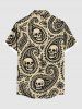 Halloween Paisley Flower Skulls Print Plus Size Matching Outfit For Couples -  