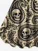 Halloween Paisley Flower Skulls Print Plus Size Matching Outfit For Couples -  