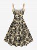 Halloween Paisley Flower Skulls Print Plus Size Matching Outfit For Couples -  