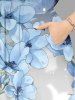 Tenue de plage hawaïenne assortie grande taille à imprimé fleurs et feuilles ombré pour couples - Bleu Ciel 
