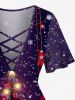 T-shirt grande taille avec imprimé sapin de Noël, boule, étoile, flocon de neige et treillis croisé - Concorde XS