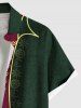 Plus Size Moon Sun Floral Lace Up 3D Print Buttons Pocket Shirt For Men -  