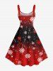 Robe débardeur grande taille à imprimé flocons de neige de Noël ombré et colorblock - Rouge L
