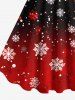 Robe débardeur grande taille à imprimé flocons de neige de Noël ombré et colorblock - Rouge 1X