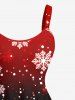Robe débardeur grande taille à imprimé flocons de neige de Noël ombré et colorblock - Rouge 4X