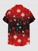 Chemise de Noël grande taille à imprimé flocons de neige ombré et colorblock avec boutons et poches pour homme - Rouge S