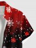 Plus Size Christmas Snowflake Ombre Colorblock Print Buttons Pocket Shirt For Men -  