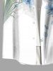 Plus Size Flowers Leaf Ombre Print Buttons Pocket Hawaii Shirt For Men -  
