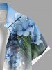 Plus Size Flowers Leaf Ombre Print Buttons Pocket Hawaii Shirt For Men -  