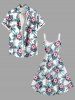 Robe débardeur hawaïenne grande taille à imprimé feuilles tropicales et fleurs d'hibiscus - Blanc 4X