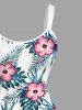 Robe débardeur hawaïenne grande taille à imprimé feuilles tropicales et fleurs d'hibiscus - Blanc 4X