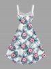 Robe débardeur hawaïenne grande taille à imprimé feuilles tropicales et fleurs d'hibiscus - Blanc 6X