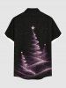 Chemise grande taille à boutons et poches pour homme, motif sapin de Noël, galaxie, étoiles, paillettes, imprimé 3D - Noir XL