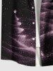 Chemise grande taille à boutons et poches pour homme, motif sapin de Noël, galaxie, étoiles, paillettes, imprimé 3D - Noir XL