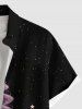 Chemise grande taille à boutons et poches pour homme, motif sapin de Noël, galaxie, étoiles, paillettes, imprimé 3D - Noir XL