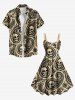 Plus Size Halloween Paisley Flower Skulls Print Tank Dress -  