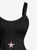 Robe débardeur grande taille à imprimé 3D motif sapin de Noël, galaxie, étoiles et paillettes - Noir XXS