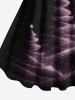 Robe débardeur grande taille à imprimé 3D motif sapin de Noël, galaxie, étoiles et paillettes - Noir 1X