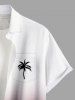 Plus Size Coconut Tree Ombre Colorblock Print Buttons Pocket Hawaii Shirt For Men -  