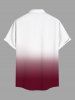 Plus Size Coconut Tree Ombre Colorblock Print Buttons Pocket Hawaii Shirt For Men -  