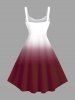 Robe débardeur hawaïenne grande taille à imprimé cocotiers ombré colorblock - Rouge 1X