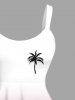 Plus Size Coconut Tree Ombre Colorblock Print Hawaii Tank Dress -  