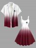 Plus Size Coconut Tree Ombre Colorblock Print Hawaii Tank Dress -  