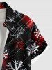 Chemise de Noël grande taille à carreaux et imprimé flocons de neige avec boutons et poches pour homme - Noir S